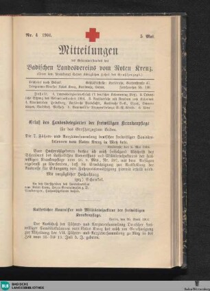 Mitteilungen des Gesamtvorstandes des Badischen Landesvereins vom Roten Kreuz