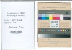 Entnazifizierung Franz Gartmann , geb. 24.10.1901 (Schlosser)