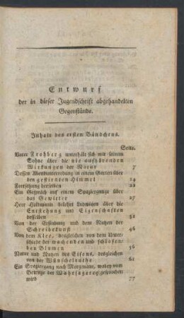 Inhalt des ersten Baendchens.