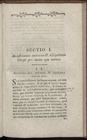 Sectio I. De testimoniis amicorum & discipulorum Christi pro divina ejus natura