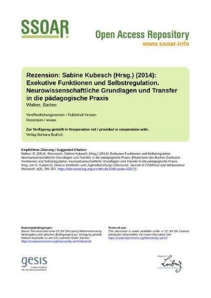 Rezension: Sabine Kubesch (Hrsg.) (2014): Exekutive Funktionen und Selbstregulation. Neurowissenschaftliche Grundlagen und Transfer in die pädagogische Praxis