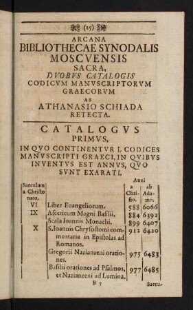25-28, Catalogus Primus