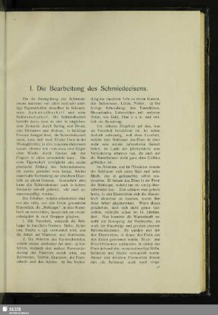 I. Die Bearbeitung des Schmiedeeisens