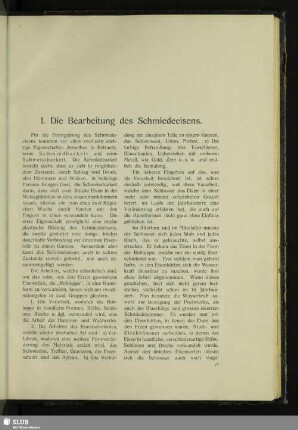 I. Die Bearbeitung des Schmiedeeisens