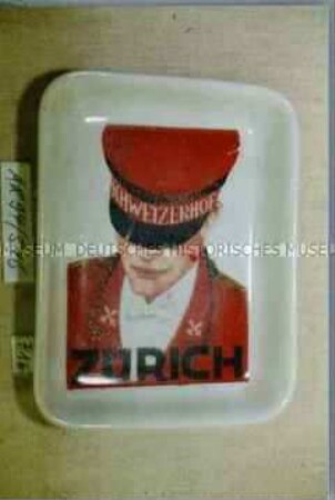 Aschenbecher mit Werbeaufdruck "SCHWEIZERHOF ZÜRICH"