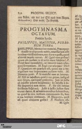 Progymnasma Octavum. Petitio lusûs.
