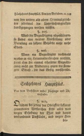 Sechzehntes Hauptstück. Von dem Verfahren wider Flüchtige und Abwesende