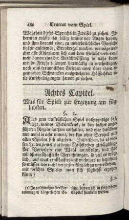 Achtes Capitel. Was für Spiele zur Ergetzung am füglichsten