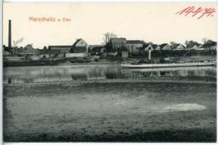 Merschwitz. Bl. a. Merschwitz mit Elbe und Schlepper