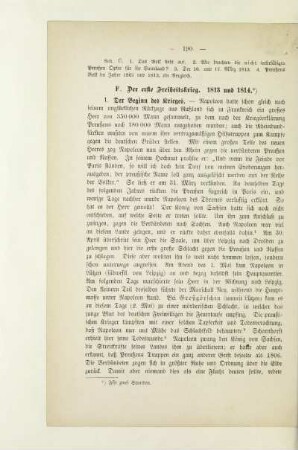 F. Der erste Freiheitskrieg. 1813 und 1814