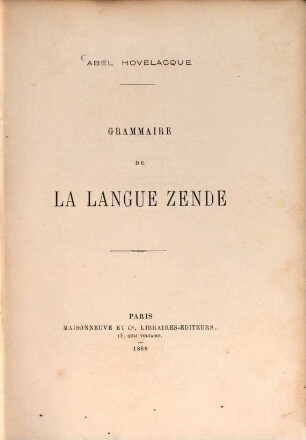 Grammaire de la langue zende