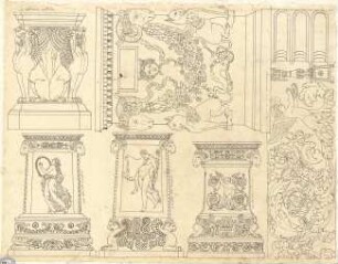 Lange, Ludwig; Lange - Archiv: VIII.1 Renaissance / Barock und Griech.-röm. Stil (Sockel / Denkmäler) - u. a. Villa Borghese, Museo Capitolino, Museo Vaticano (Ansichten, Teilansicht)