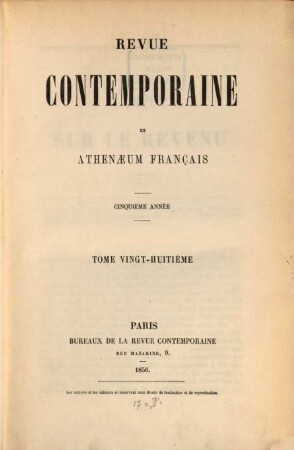 Revue contemporaine. 28 = A. 5. 1856