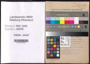 Entnazifizierung Josef Valder , geb. 21.06.1886 (Lagermeister)