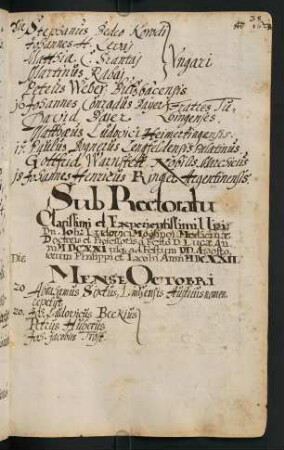 Winterhalbjahr 1621/1622. Rektorat Johann Ludwig Mögling senior
