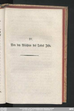 IV. Von den Absichten des Todes Jesu.