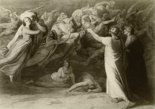 Vision Dantes: Die Schar der Wollüstigen, dabei Paolo und Francesca (Inferno 5)