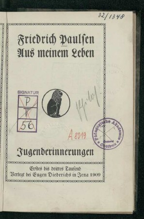 Aus meinem Leben : Jugenderinnerungen