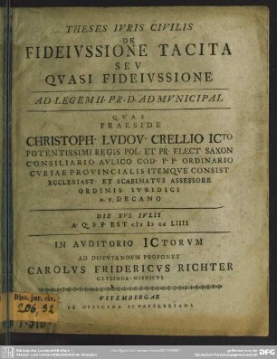 Theses Iuris Civilis De Fideiussione Tacita Seu Quasi Fideiussione ...