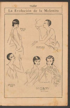La evolución de la melenita - [Ilustraciones] : (Dib. de López)