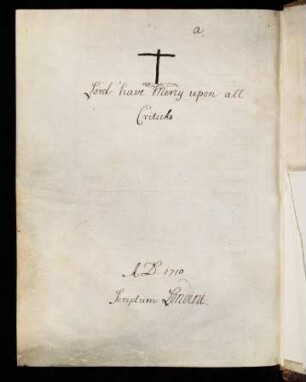 Kreuz mit Spruch (engl.), Eintrag mit Jahres-und Ortsangabe