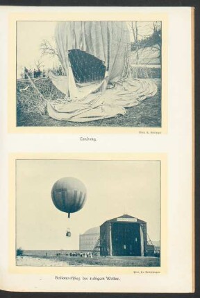 Tafel: Landung. Ballonaufstieg bei ruhigem Wetter.