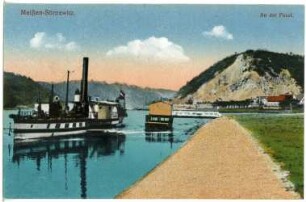 Meißen. Bosel mit Elbe und Dampfer Pillnitz