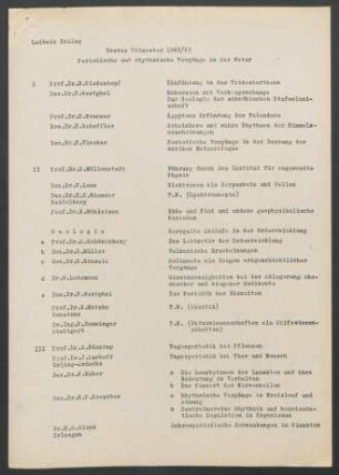 Erstes Trimester 1962/63