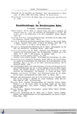 I. Gesamtdarstellung des Grossherzogtums Baden.