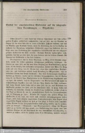 Siebenter Abschnitt. Einfluß der atmosphärischen Elektricität auf die telegraphischen Vorrichtungen. - Blitzableiter