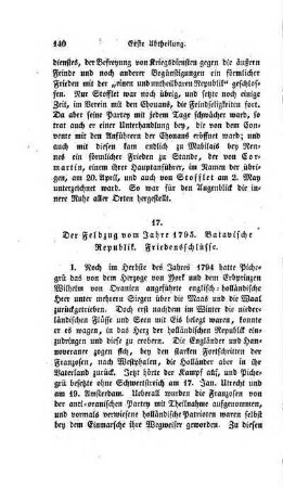 17. Der Feldzug vom Jahre 1795. Batavische Republik. Friedensschlüsse