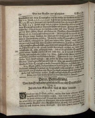 Die 17. Betrachtung. Von den Stuffen der göttlichen Reue und Traurigkeit – Die 24. Betrachtung. Von dem Fasten eines bußfertigen Sünders, insonderheit aber von dem unrechten Fasten