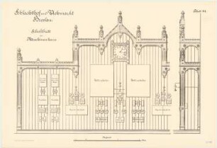 Schlachthof und Viehmarkt, Breslau Maschinen- und Kühlhaus: Schaltbrett: Vorderansicht Seitenansicht 1:10