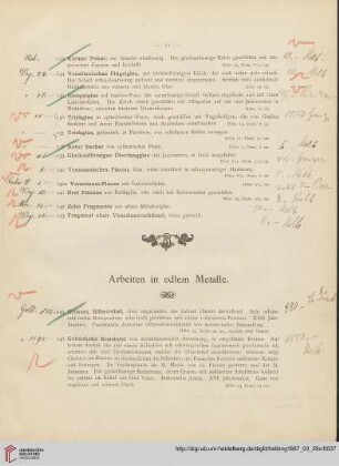 Arbeiten in edlem Metalle (Nr.144-286)