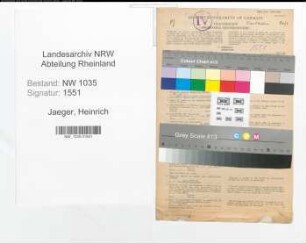 Entnazifizierung Heinrich Jaeger , geb. 10.02.1904 (Rangierer)