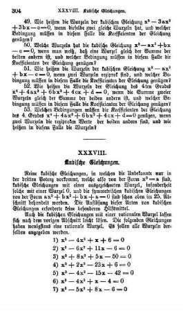 XXXVIII. Kubische Gleichungen.