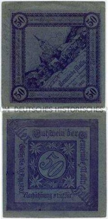 50 Heller, Notgeldschein der Gemeinde Molln