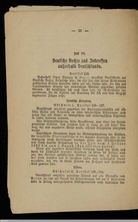 IV. Deutsche Rechte und Interessen außerhalb Deutschlands