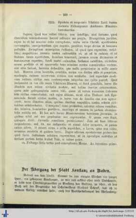 Der Übergang der Stadt Konstanz an Baden.