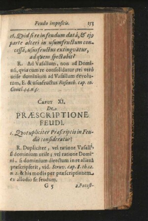 Caput XI. De Praescriptione Feudi