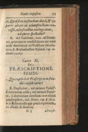 Caput XI. De Praescriptione Feudi
