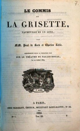 Le commis et la grisette : Vaudeville en un acte
