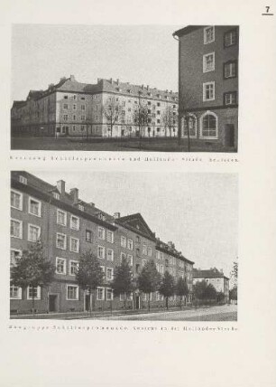 Kreuzung Schillerpromenade und Holländer Straße. Eckladen ; Baugruppe Schillerpromenade. Ansicht in der Holländer Straße
