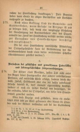8. Verfahren bei plötzlichen und gewaltsamen Todesfällen und lebensgefährlichen Körperverletzungen