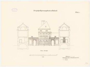 Regierungsgebäude, Stralsund Hauptgebäude: Gartenansicht 1:100