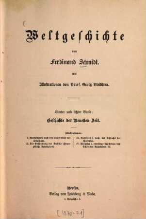 Weltgeschichte für Haus und Schule, 4. Geschichte der Neuesten Zeit
