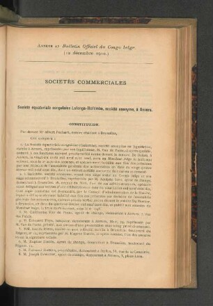 Annexe au Bulletin Officiel du Congo belge. (12 décembre1910.)