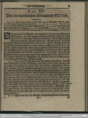 Cap. XV. Von der natürlichen Erkenntniß Gottes