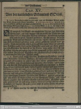 Cap. XV. Von der natürlichen Erkenntniß Gottes