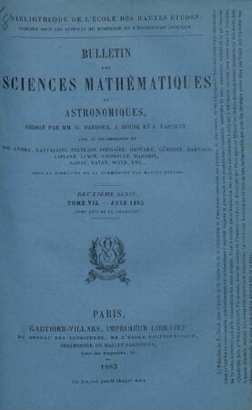 Tome VII. - Juin 1883.